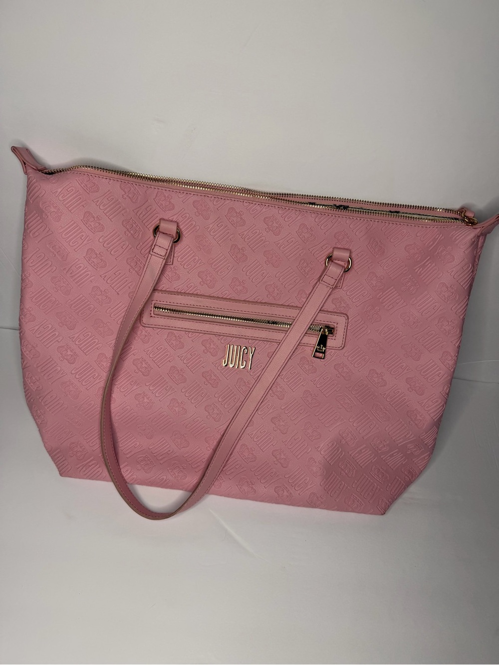 Juicy Couture Pink Embossed Logo Tote with Gold Hardware